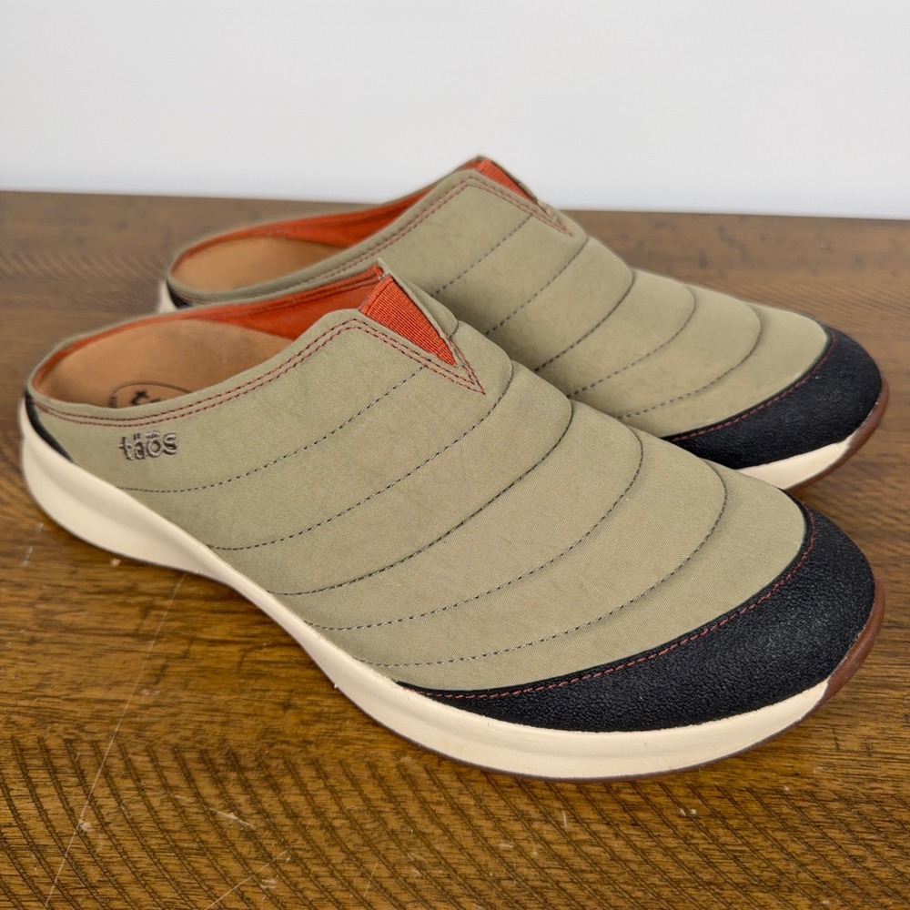 Taos Mules Women 10 Brown Right On Quilted Puffy Slip On Comfort Walking Shoes